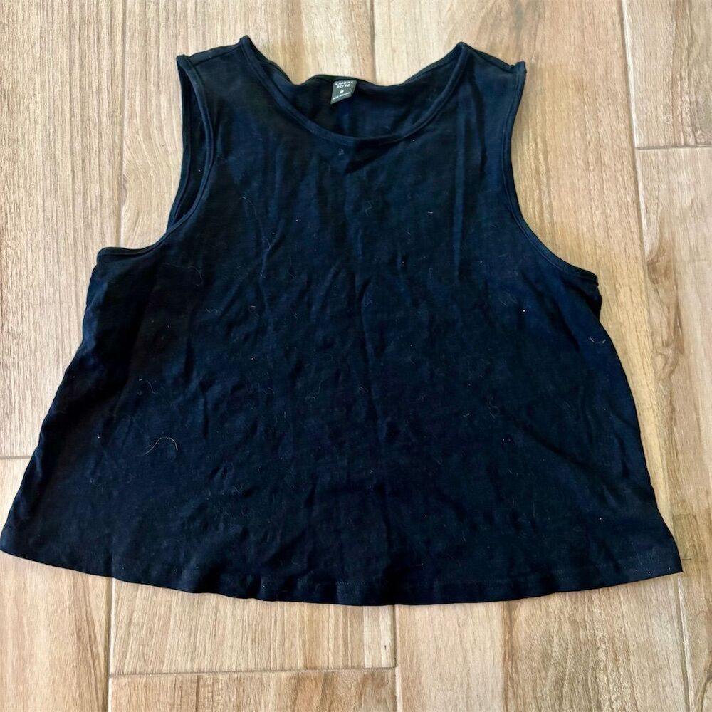Emery Rose Women's Black Sleeveless Cropped Tank Top Size M